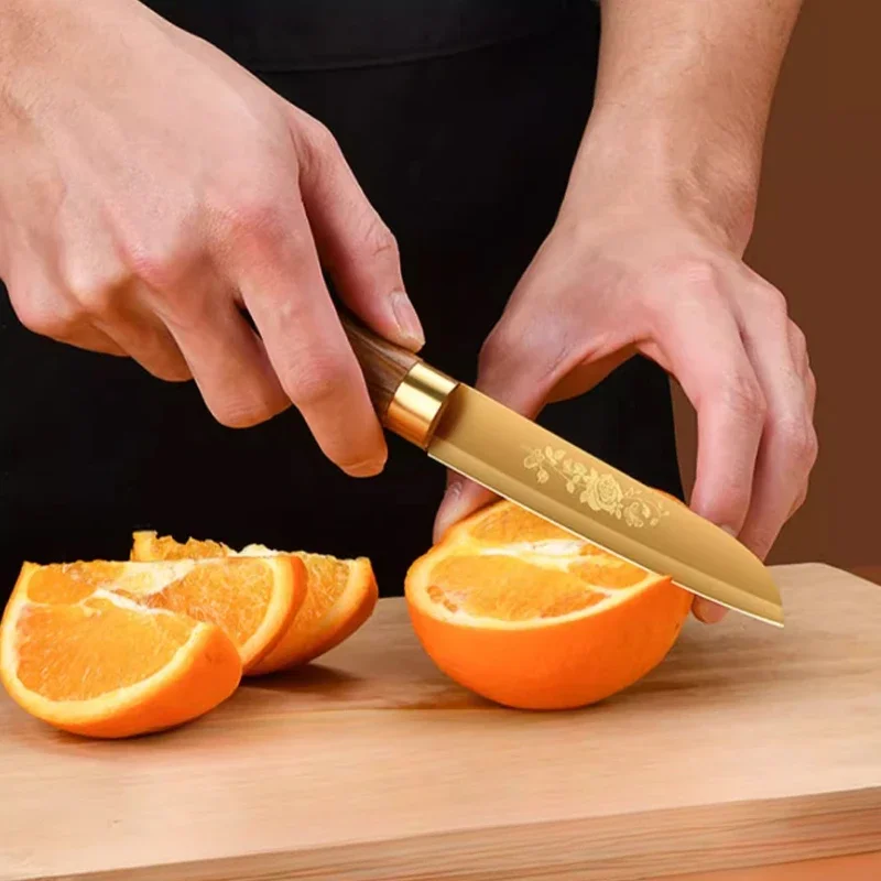 Commercial gold plated titanium fruit knife Stainless steel sharp paring knife Household small kitchen knife,kitchen accessories