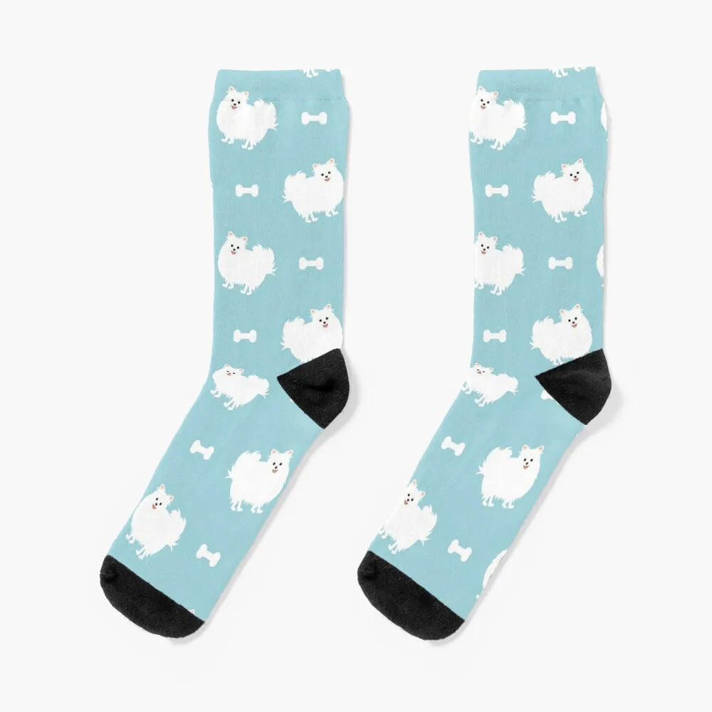 

Cute White Pomeranian Dog Socks Fun Socks 360° Digital Print Personalized Custom Unisex Adult Teen Youth Socks Custom Gift Art