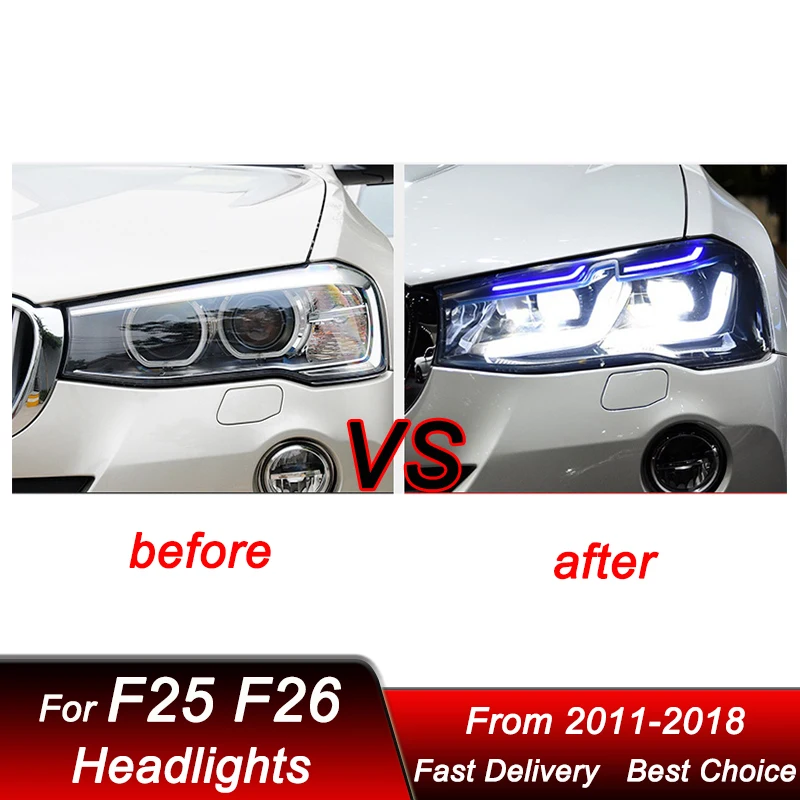 Car Headlights For BMW X3 F25 X4 F26 11-18 new style LED Headlamp Assembly Upgrade High Configure Projector Lens Accessories Kit