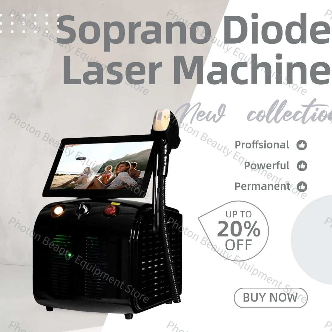 

2025 Portable Titanium Soprano Ice 808nm Diode Laser 4 Waves Hair Removal 4000W Professional For Salon Men Women CE Approved