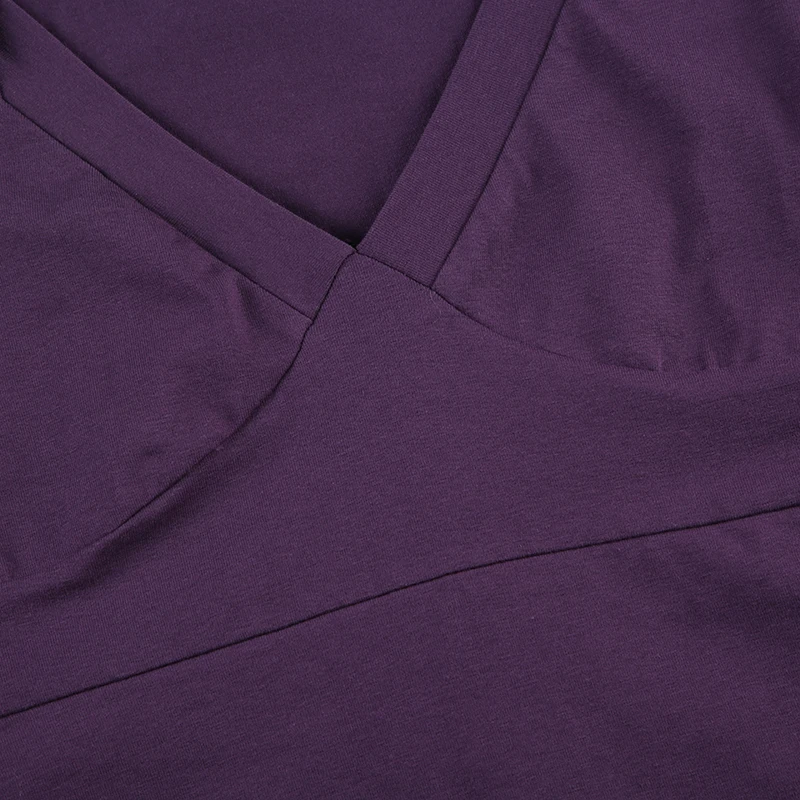 SUCHCUTE Elegante, kurzärmlige, schmal geschnittene T-Shirts mit V-Ausschnitt für Damen, lässiges Basic-Crop-Top aus Baumwolle, Sommer-T-Shirts mit tiefem Ausschnitt, passend zu Y2k – Detail 6