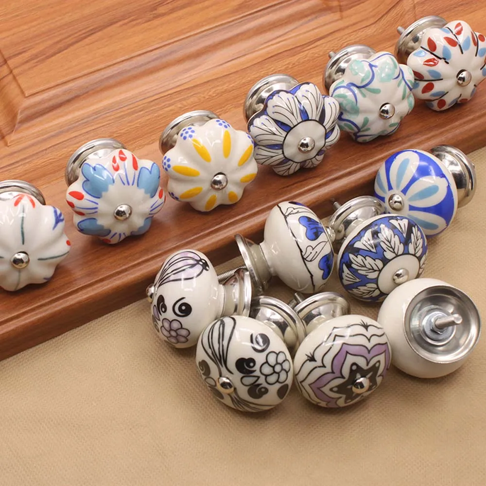 Floral Vintage Cupboard Wardrobe Dresser With Screw Furniture Hardware Cabinet Knob Door Knobs Drawer Handles Pull handles