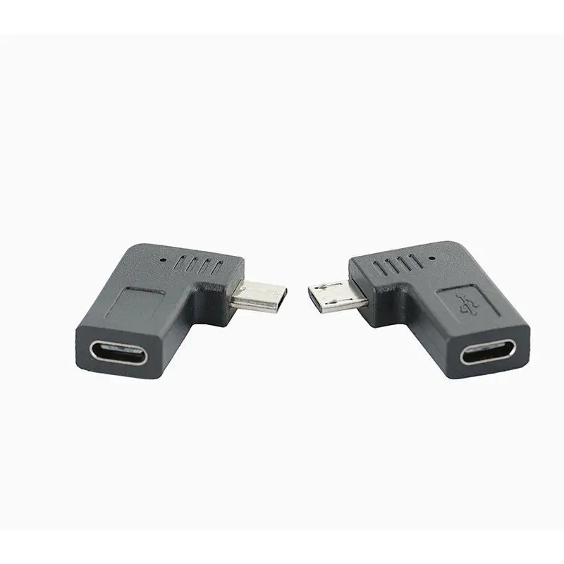 1Pcs Left Right 90 Angle Type C Female To Micro USB Male Charger Data OTG Cable Adapter DIY Accessories