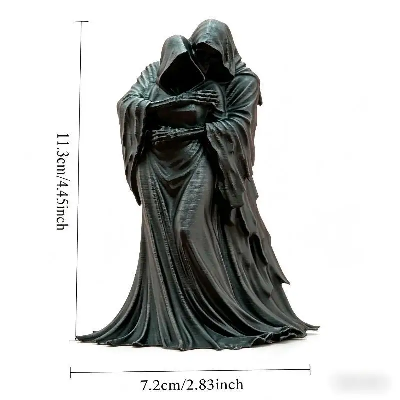 Hot 3D Printed Grim Reaper Hugging Couple Statue Exquisite Detail Gothic Design Perfect Halloween Desktop Decor