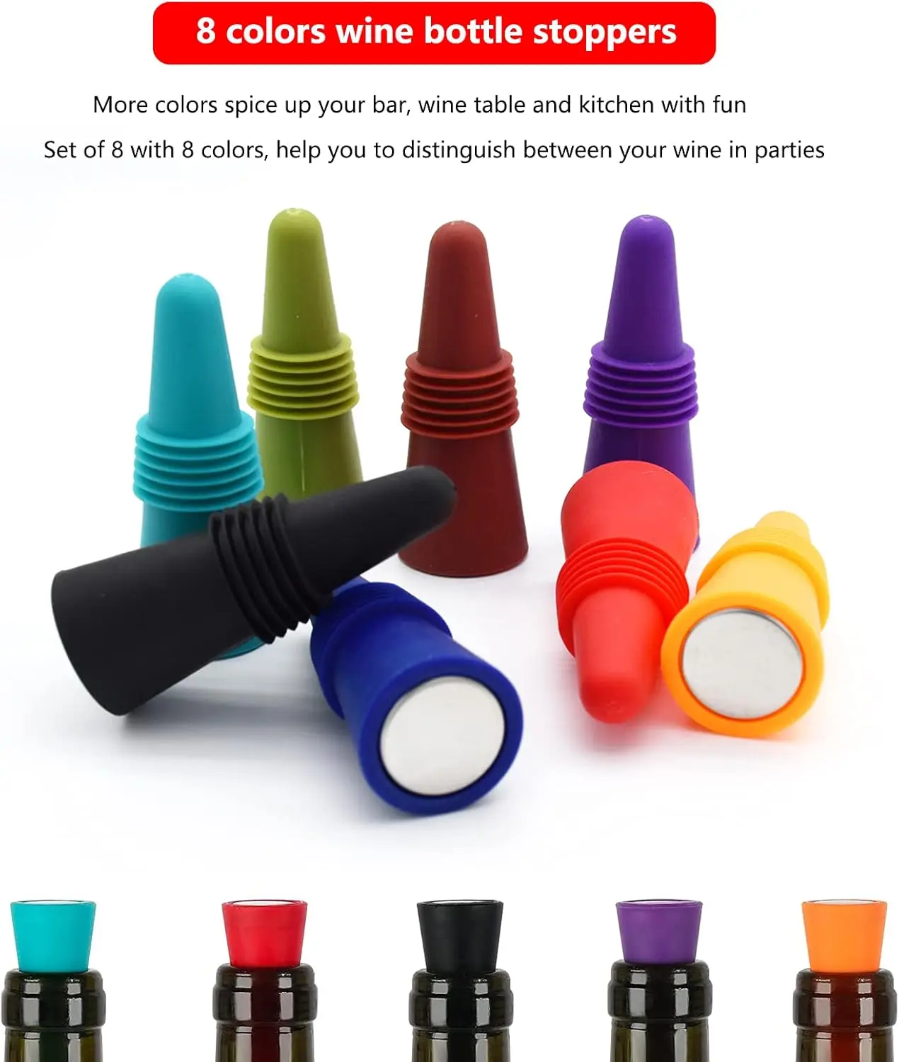 1PC Wine Stoppers Beverage Bottle Sealer Soft Silicone Wine Bottle Stoppers Corks with Grip Top for Keeping Wine Champagne Fresh image 4