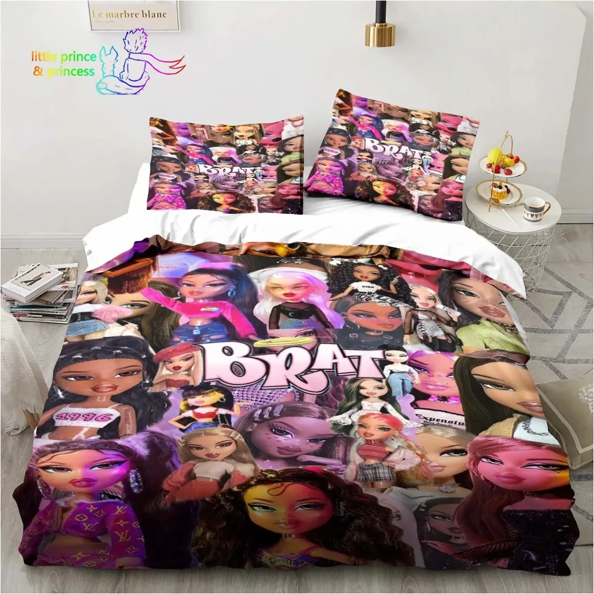 

Cartoon Bratz Doll Comfortable Duvet Quilt Cover Pillowcase Bedding Set Children Bedroom Decoration Home Textile