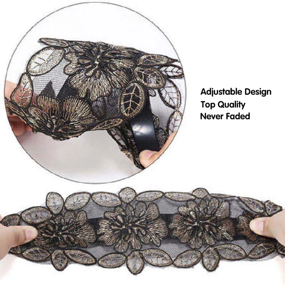 Vintage Adjustable Broadside Flower Silk Non-slip Hair Bands Headband Hair Accessories Head Hoop