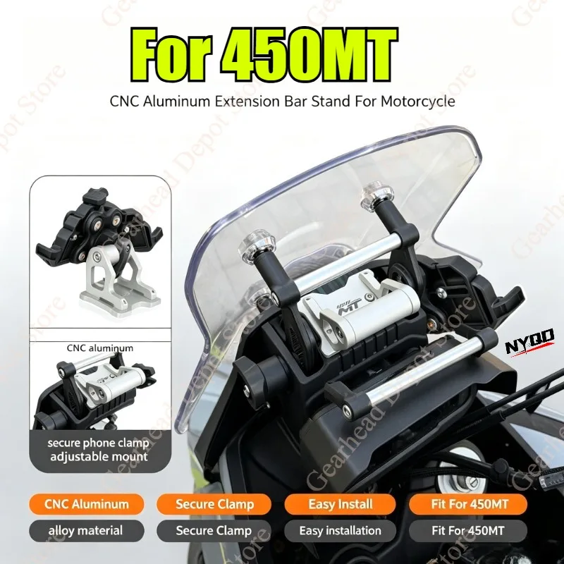 バイク用携帯電話ナビゲーションマウント延長バー-cncアルミ合金スタンド-450mt-450-mt-mt450-mt-450対応