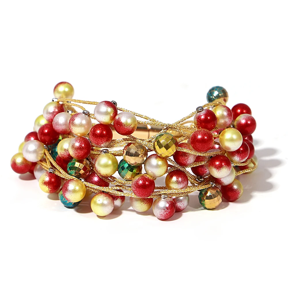 ALLYES Trendy Colorful Beaded Bracelets for Women Men Multilayer Rope Braided Wrap Bracelets Christmas Jewelry Party Gifts