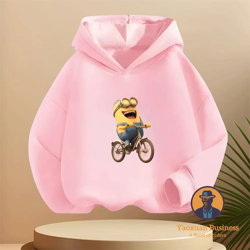 

2-14Y Boys Girls Campus Daily Pure Cotton Hoodie Minions Fashion Cartoon Printed Tops