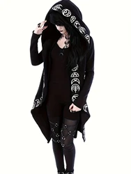 Enchanting Gothic Hooded Cardigan - Witchcraft-Inspired Design, Cozy Long Sleeves, Versatile for Casual Wear