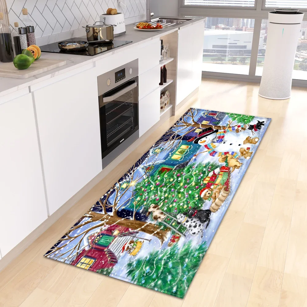 Christmas Runner Rugs Soft Washable Christmas Reindee Clearance Xmas Area Rugs Non-Slip Christmas Rugs for Home Decor