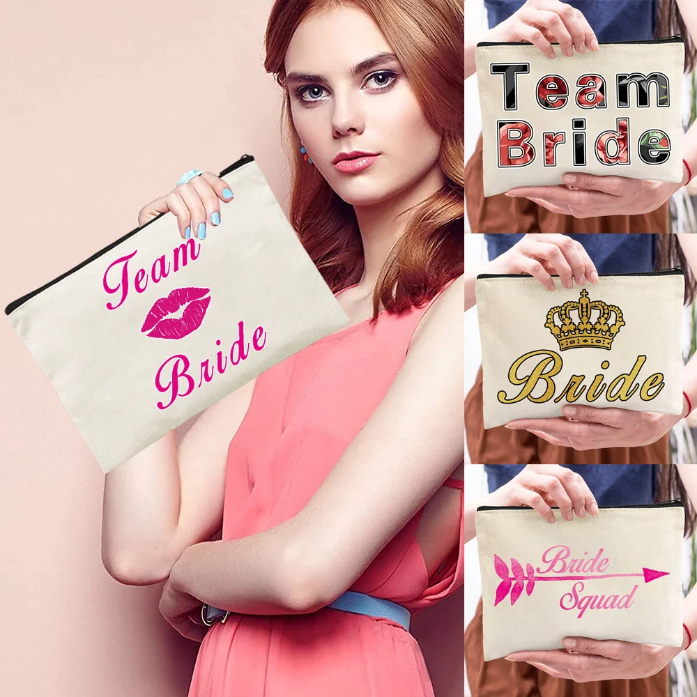Fashion Makeup Bag Bride Pattern Portable Storage Bag Minimalist Clutch Travel Carry-On Mini Clutch Daily Cosmetic Bag