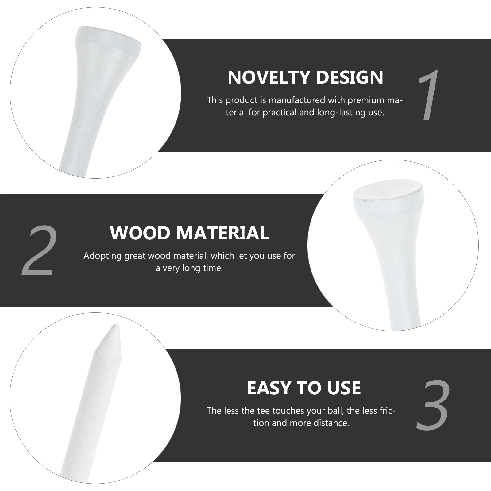 

100Pcs Wooden Golf Tees Long-Lasting Quality Minimal Surface Contact Maximize Distance Great for Golf Course and Practice Tray