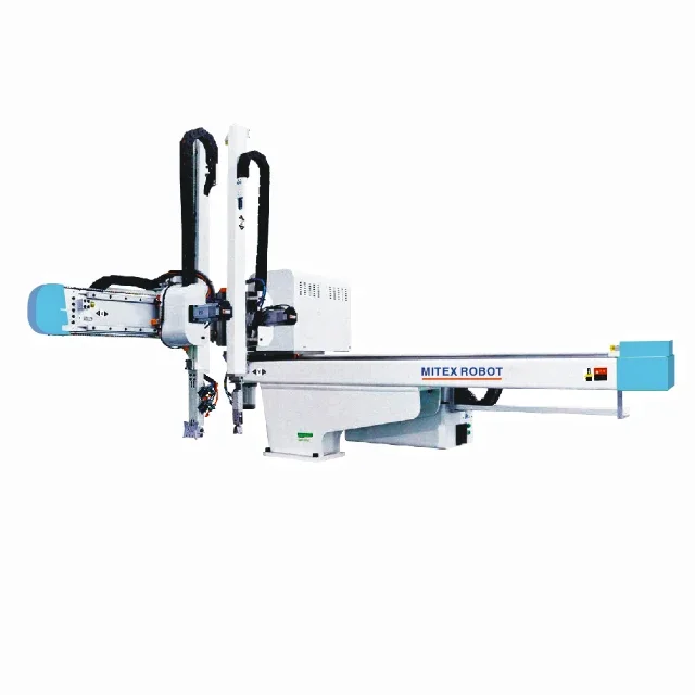 

Five axis servo driven double arm take out robot for inje ction molding machine