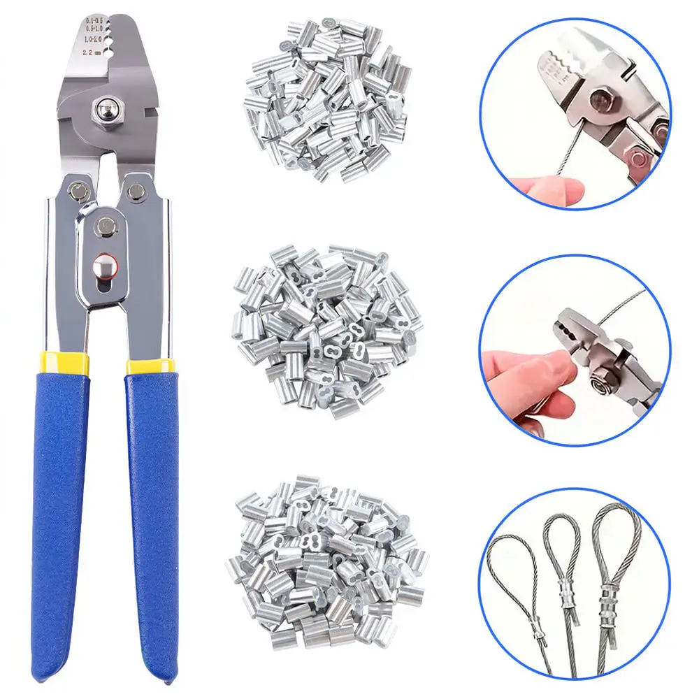 Manual Wire Rope Swaging Pliers 10 Inch Steel Crimping Tool Aluminum Sleeve Ferrule Cutter Hardware Repair Hand Tool