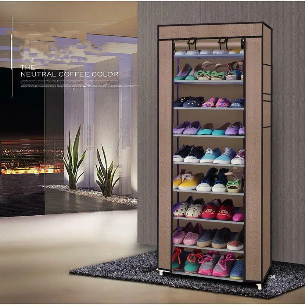 

9-story shoe tower storage rack in brown