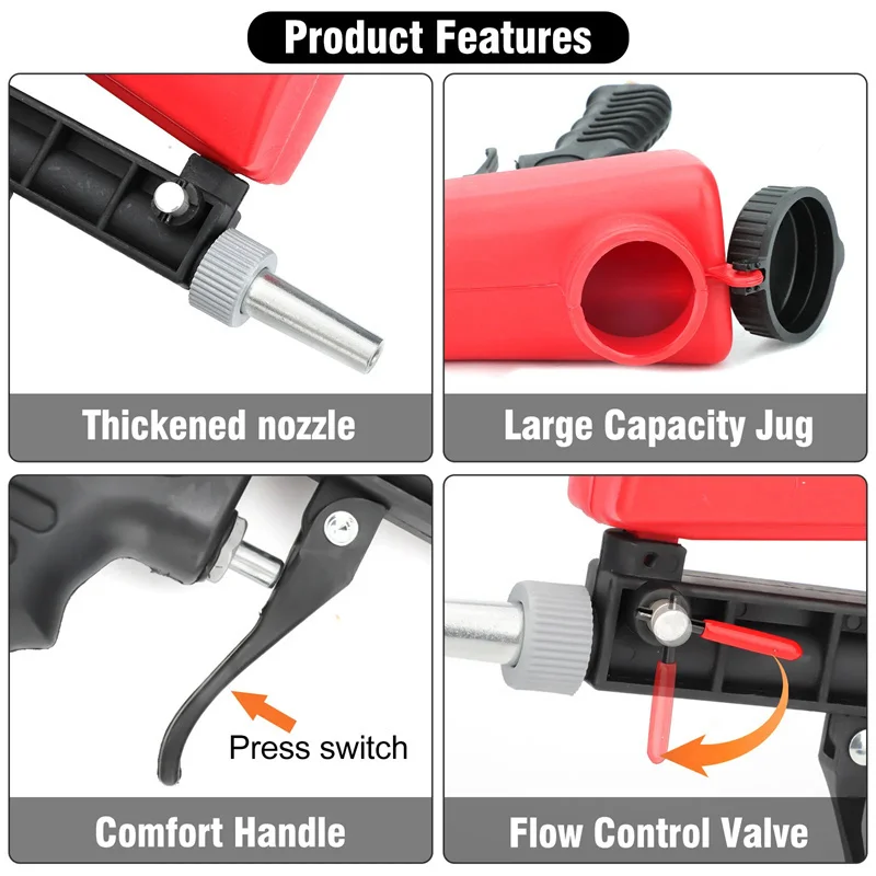 Imagem -03 - Pneumático Handheld Gravidade Blasting Gun Areia Blaster Paint Spray Machine Jateamento Contínuo 90psi