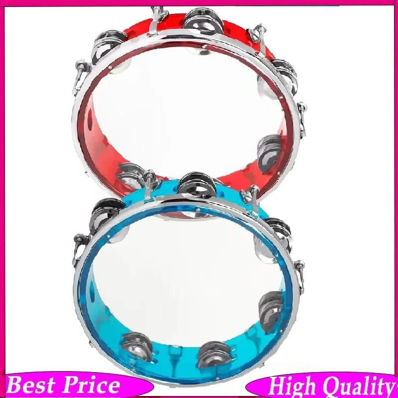 

8 Inch Double Row Tambourine with Self-Tuning Jingles Bell Hand Drum Educational Percussion Instrument for Children