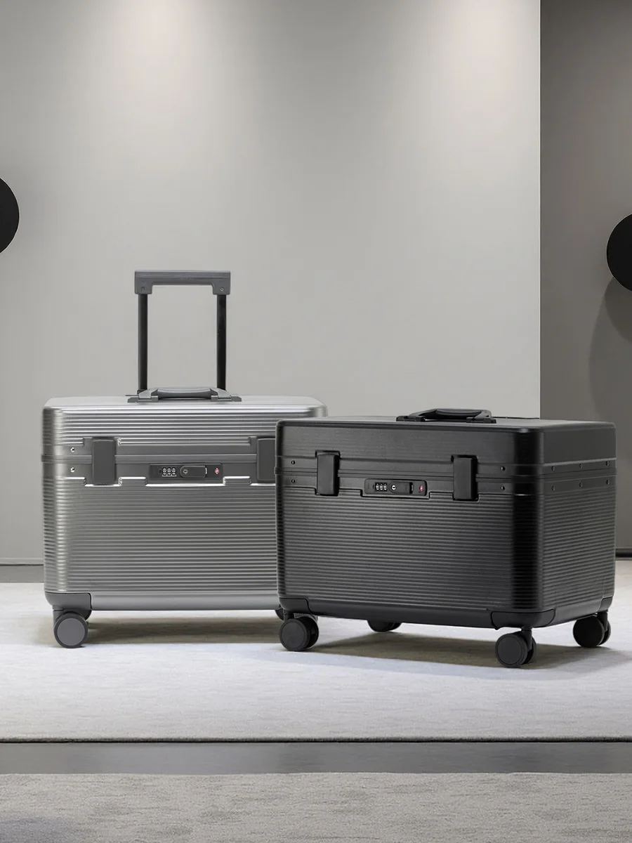 Aluminum Alloy Frame Suitcase Upper Open-Cover Storage Luggage PC Material Customs Password Lock Universal Wheel Boarding Box