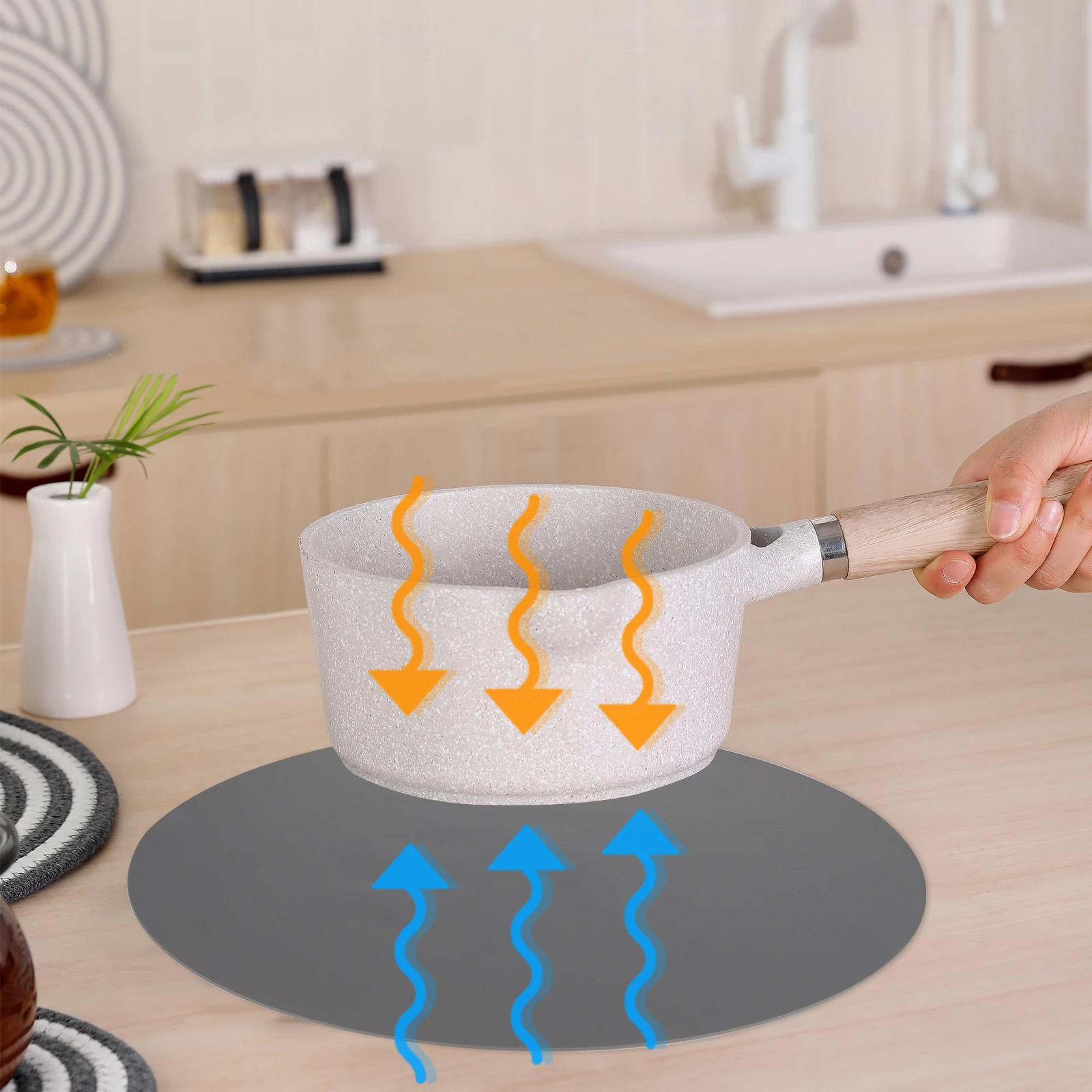 

3pcs Silicone Placemat Anti-slip Pot Pad Dining Tableware Mat Microwave Oven Round Heat Insulation Waterproof Oil Proof Easy