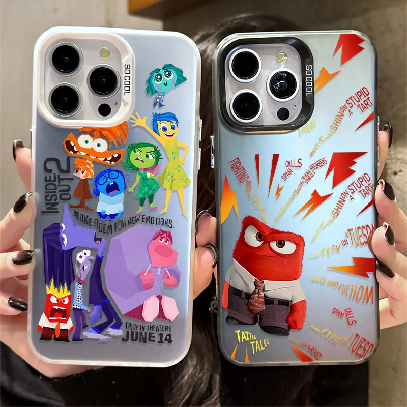 Disney Inside Out 2 Hard Case for iPhone 16 15 14 13 12 11 Pro Max XS X XR 8 7 Plus SE 2020 Plating Matte Shockproof Back Cover