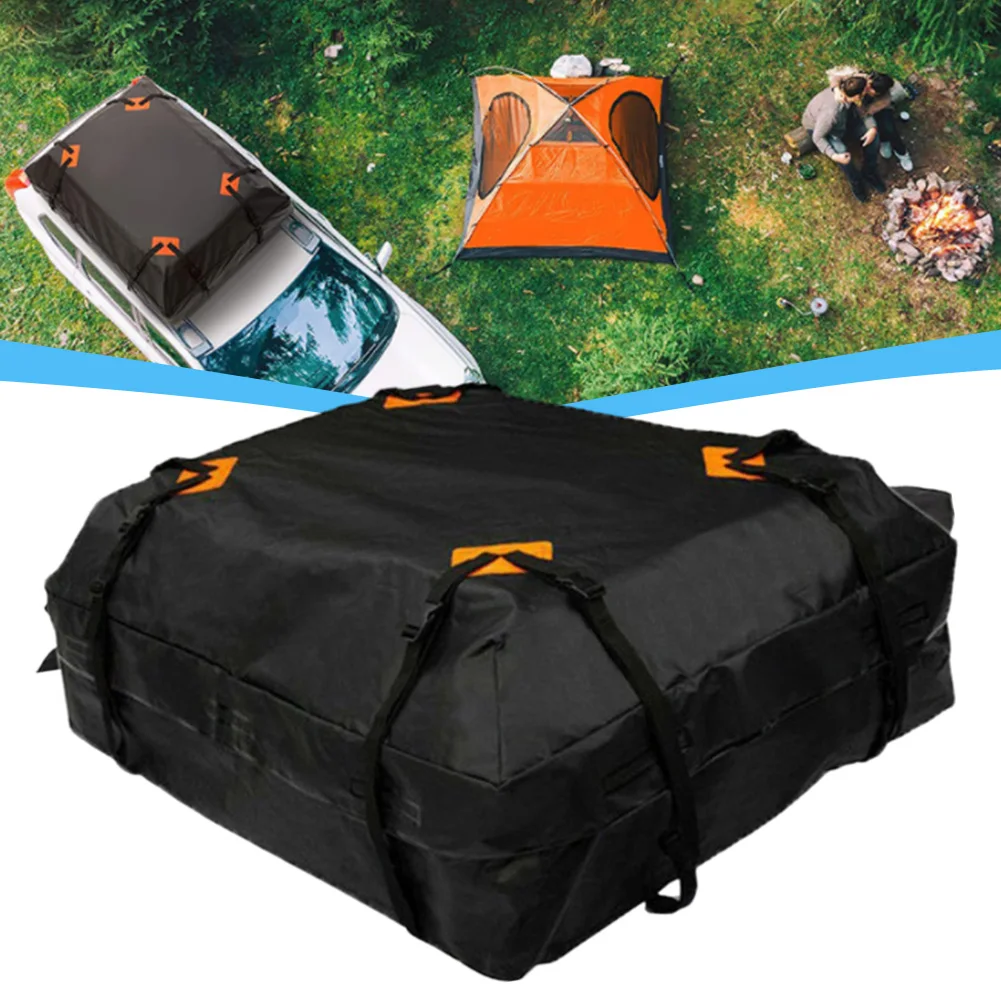 600D Car Roof Storage Cube Bag 425L Waterproof Cargo Luggage Carrier Storage Bag For Travel Camping Car Roof Pack