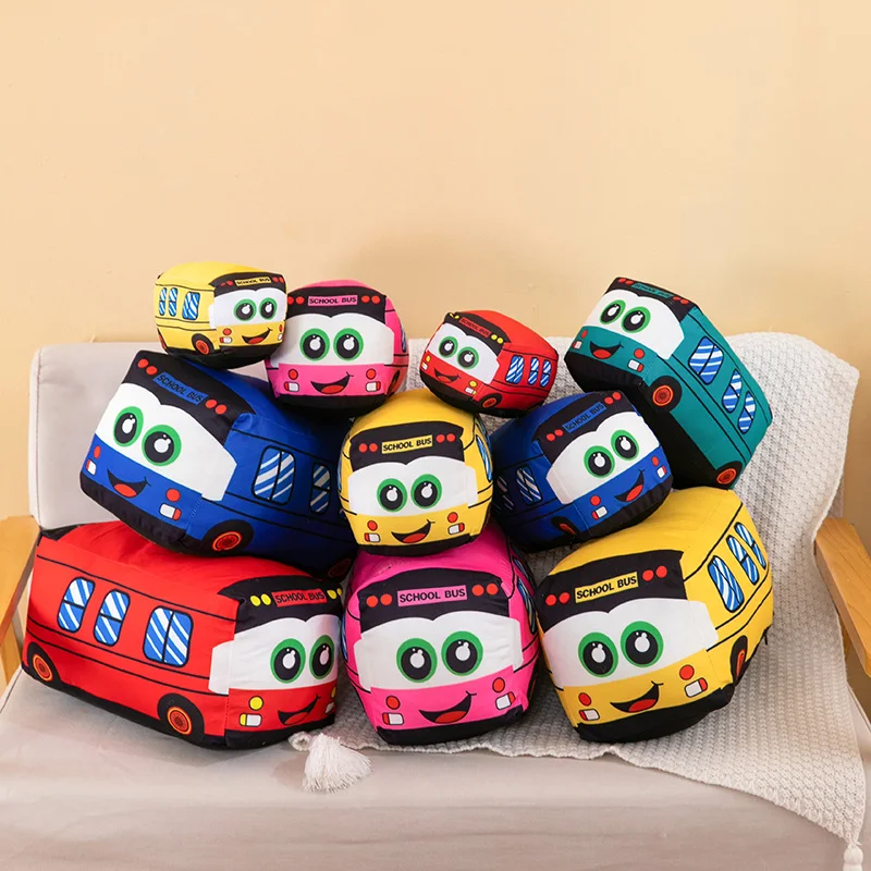 Emulational Cute School Bus Plush Toy Pillow Cartoon Artificial Soft Stuffed Dolls Baby Kids Gift Cute Lovely Stuffed Dolls