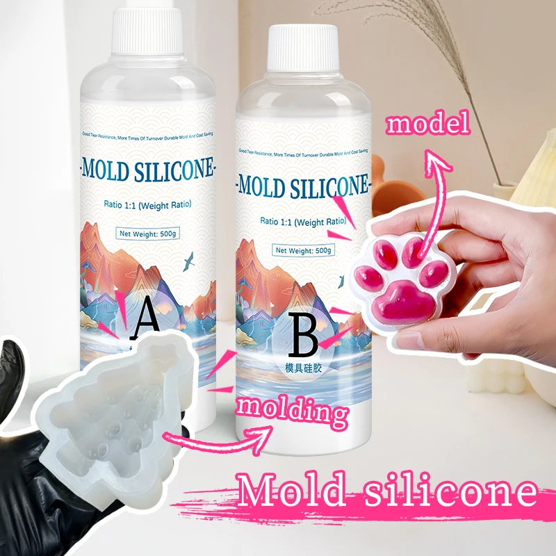 DIY Silicone Mold Making AB 1:1 Liquid Rubber Silicona Liquida Para Mold Fast Curing Mold Making Silicone Kit Cured 200g 500g