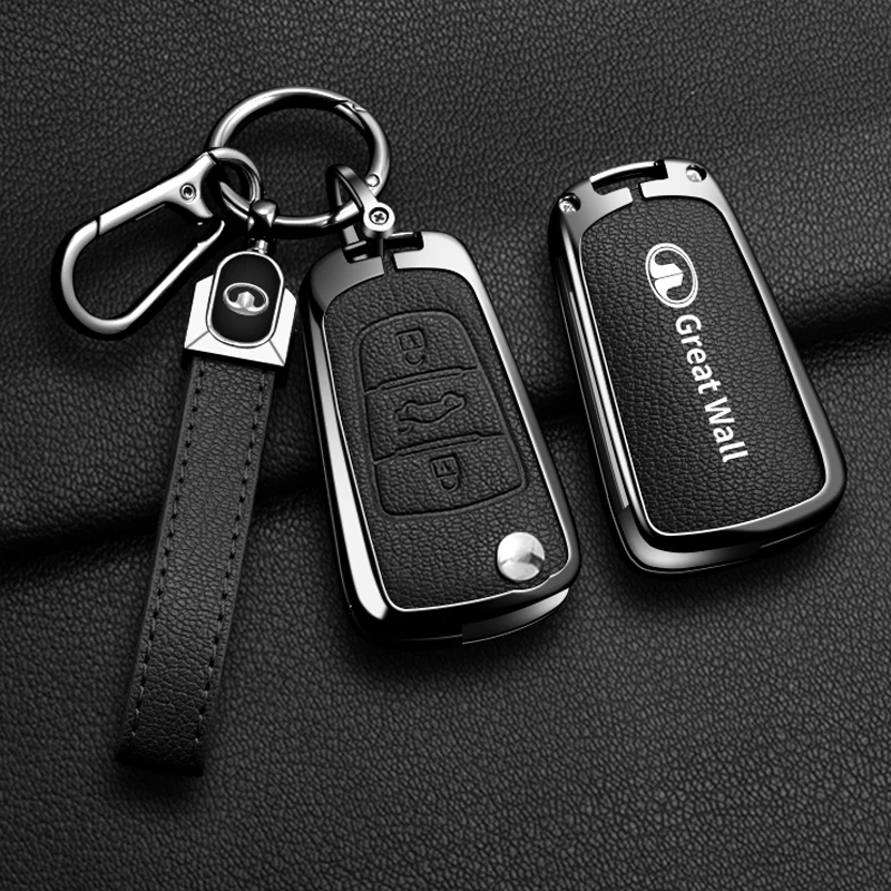 Alloy Car Key Case Cover For Great Wall Haval Hover Wingle 5 6 H3 H5 H6 H1 H3 C30 C50 M4 3Buttons Shell Bag Protector Keychain