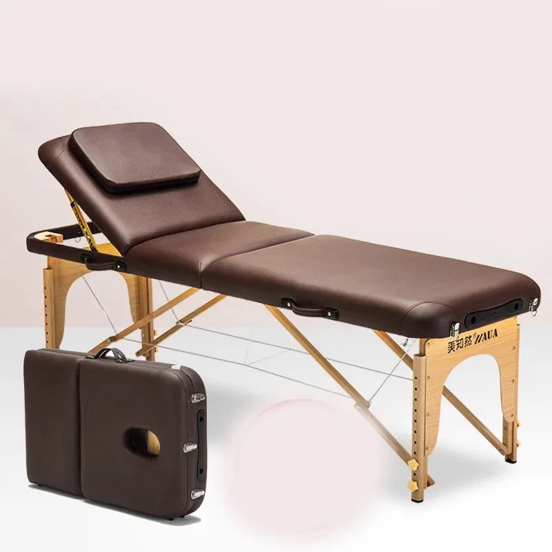 

Portable Massage Bed Foldable Lightweight Folding Cosmetic Beds Wooden Professional Table Electric Salon Headboard Tische Base