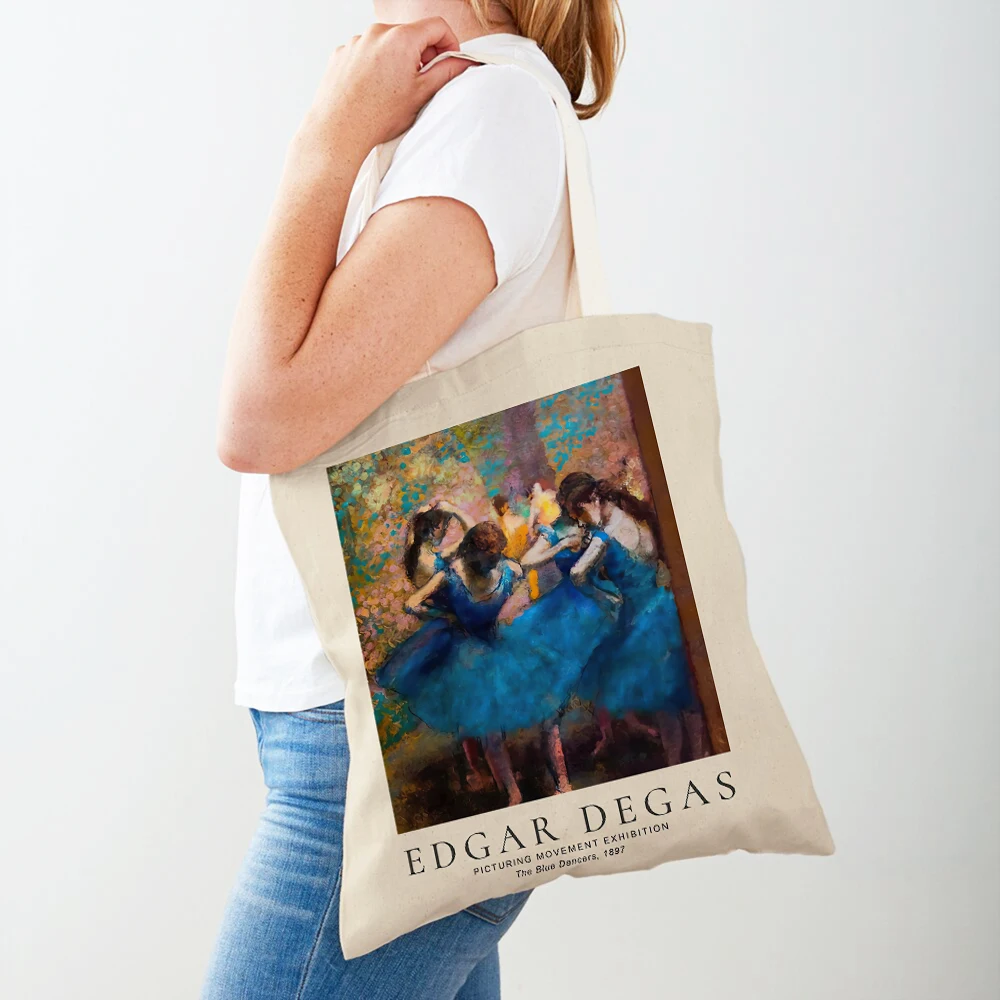 Johannes Vermeer Exhibition Rembrandt Double Print Lady Shopping Bags Nordic Shopper Bag Canvas Tote Women Supermarket Handbag