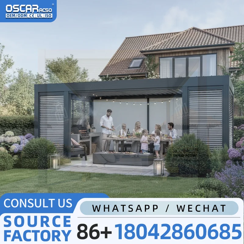Patio Waterproof Hardtop Gazebo Garden Pergola Aluminium Outdoor Louvered Roof System pergola