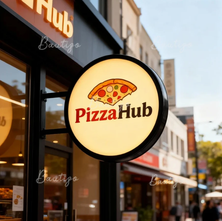 لافتات علامة صندوق مزدوج الوجهين مصباح ليد مضيئة شفرة مجلس الديكور في الهواء الطلق عنونة مستديرة مخصصة الإعلان النيون #3