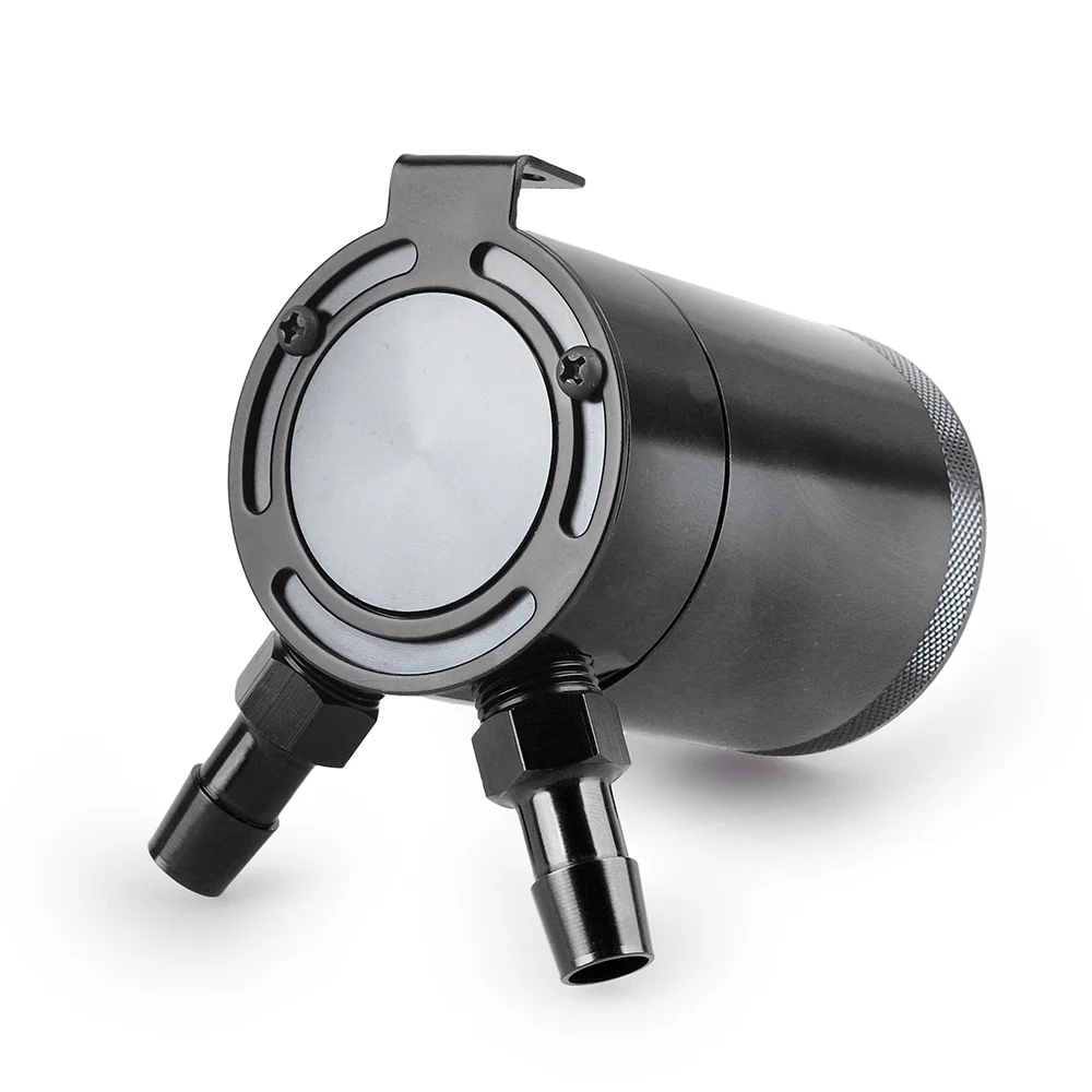 300ml Compact Baffled Aluminum 2-Port Universal Oil Catch Can Reservoir Oil Catch Tank Fuel Tank Two Hole Breathable Kettle