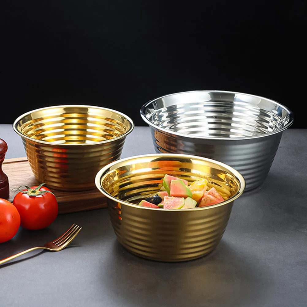 وعاء حساء من الفولاذ المقاوم للصدأ، طبق تقديم للسلطة والفواكه والخضروات، مستلزمات المطبخ، حاوية طعام على الطراز الكوري، حوض الطبخ #6