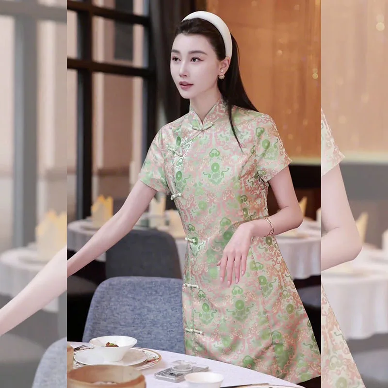 Short Sleeve 2024 New Young Lady Cheongsam Qipao