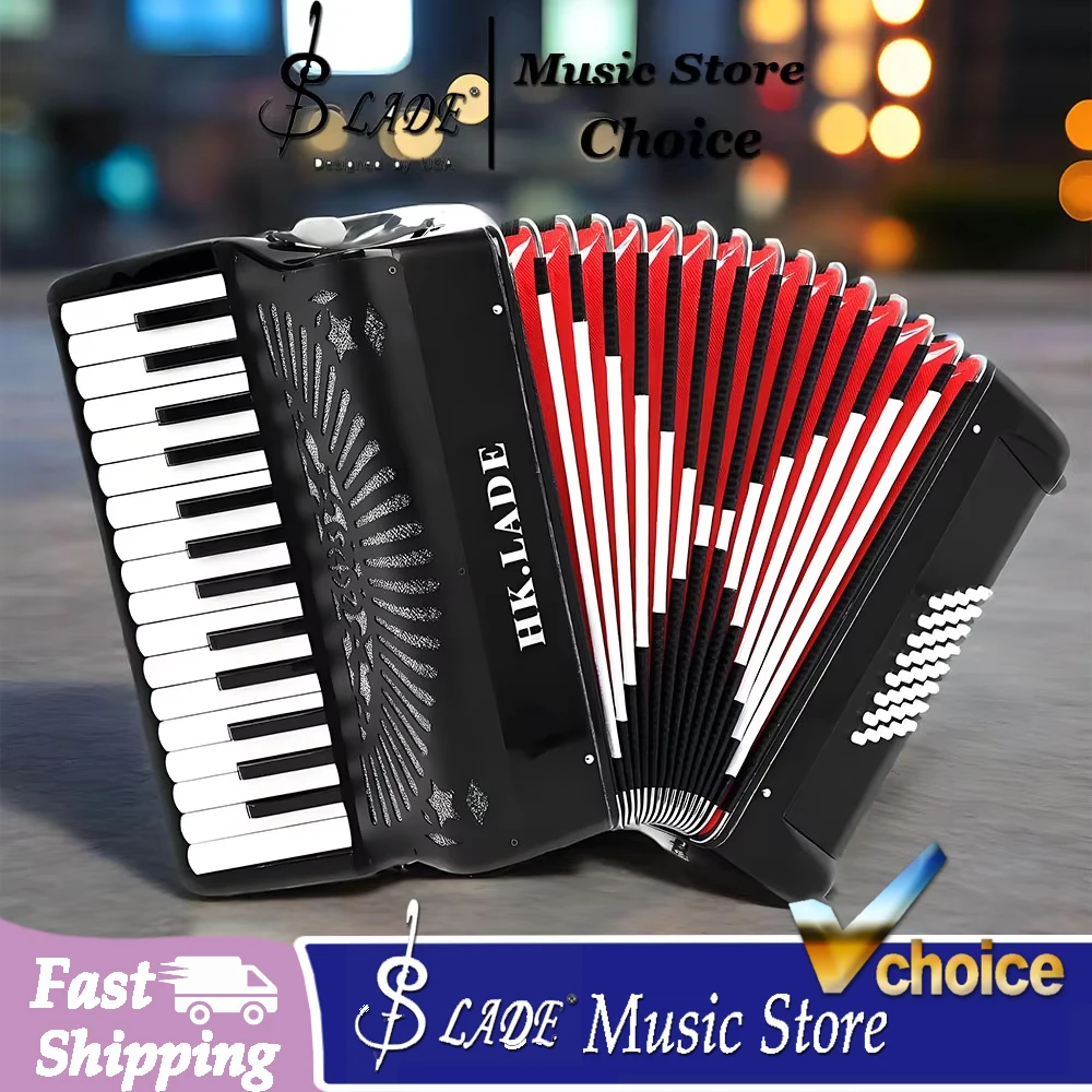 HK·LADE AH-270 Accordion 30 Keys 40 Bass Accordion with Backpack Strap Pro Keyboard Instrument Ideal for Grading Performance