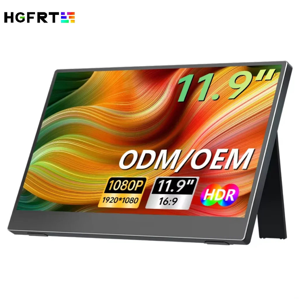 

HGFRTEE 11.9 Inch Ultra-Narrow Frame IPS Widescreen Portable Display HDR 98% NTSC Portable Monitors for Laptop