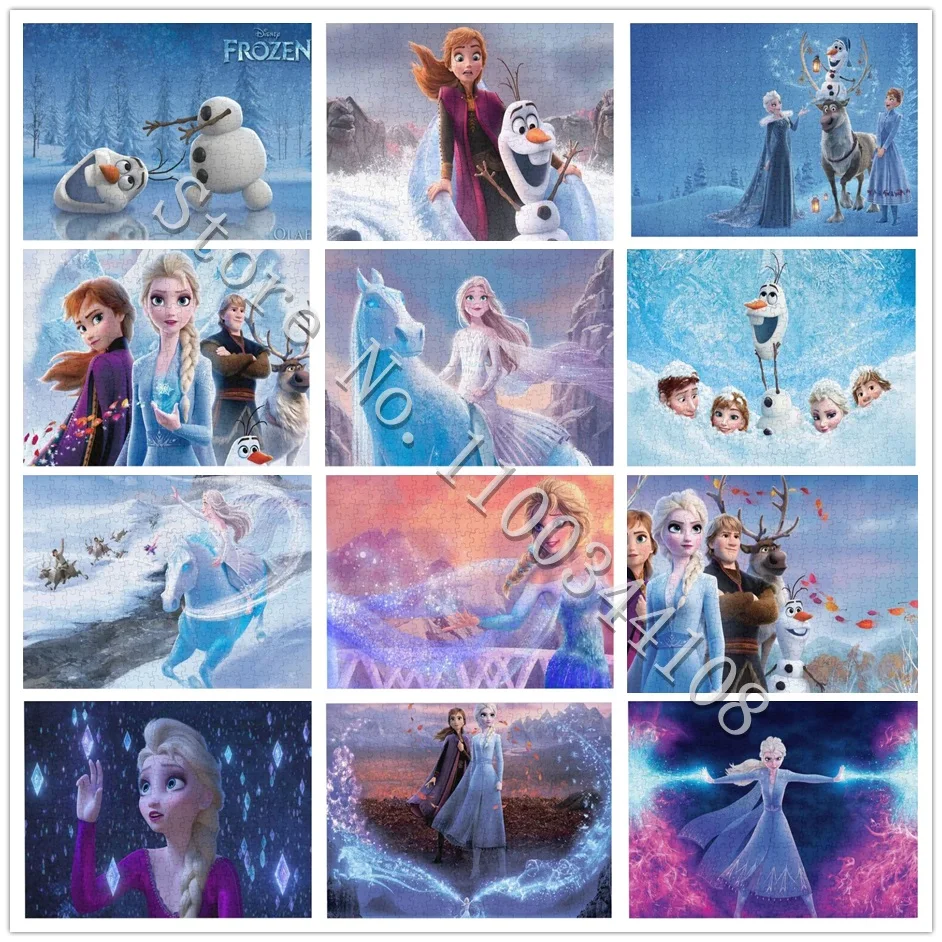 

Disney Frozen Jigsaw Puzzles Cartoon Movies 1000Pcs Puzzle Kids Baby Educational Learning Interactive Toys Decompressing Bauble