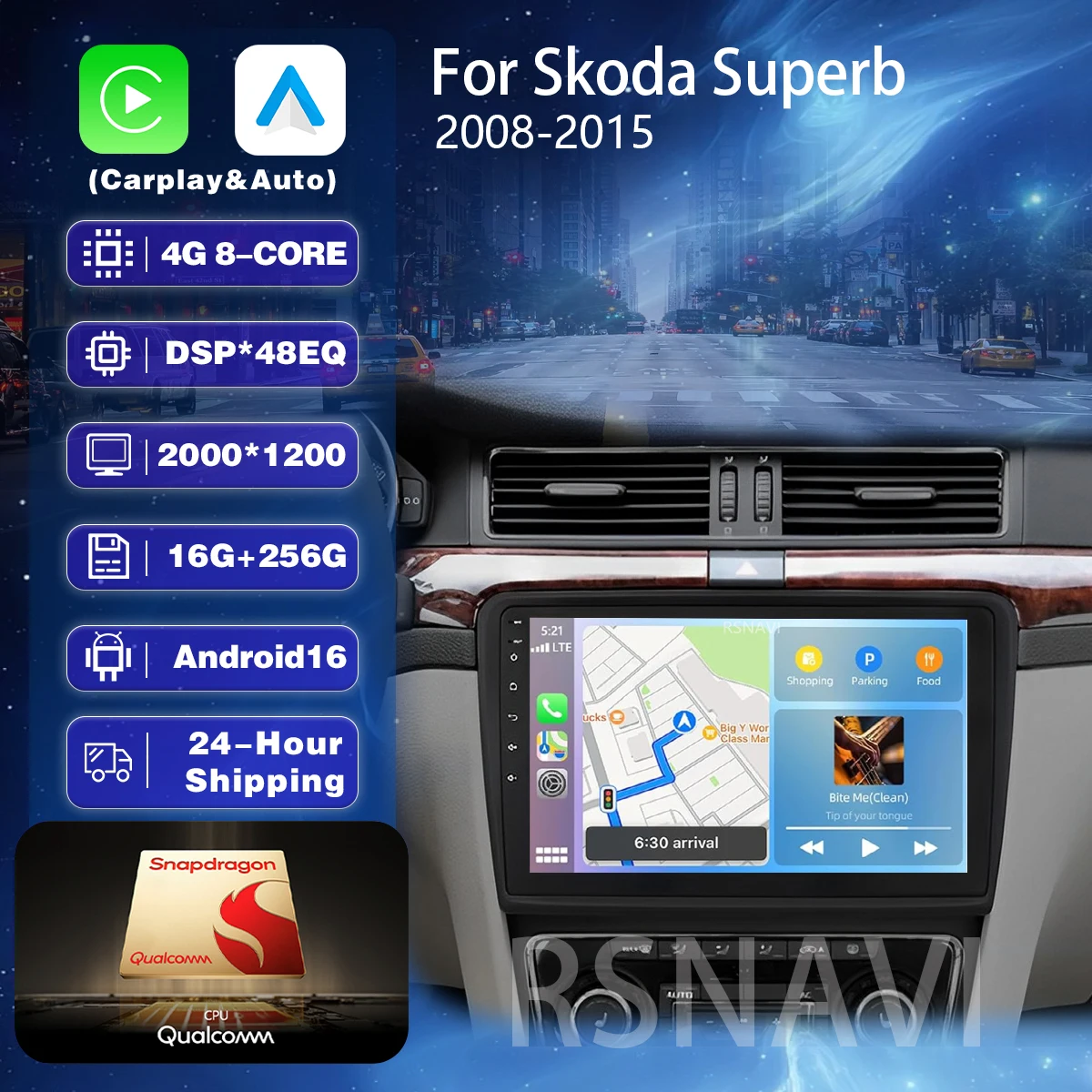 Android 16 Carplay Player For Skoda Superb 2 2008 - 2015 Auto 2K Screen Car Radio Multimedia Ships in 24 hours 2din Head Unit