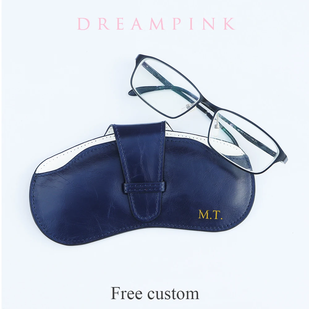 Personalize Initials Luxury Glasses Case DIY Name Genuine Leather Travel Sunglasses Bag Custom Letters Eyewear Protector Cover