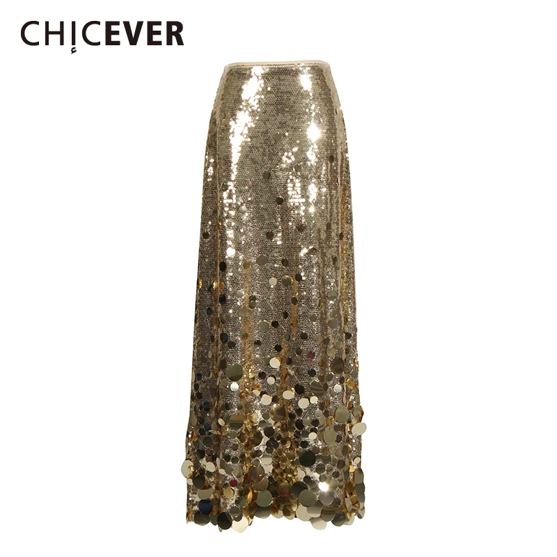 

CHICEVER однотонная уличная юбка с блестками, женская утягивающая сексуальная вечерние женские юбки с высокой талией, осенняя мода, новый стиль