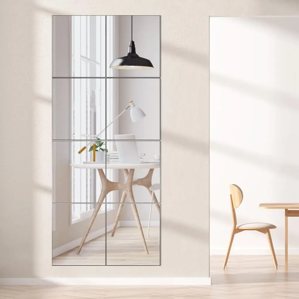 12 x 12 hochauflösende Glas-Wandspiegel für Heim-Fitnessstudio, Schlafzimmer, Wohnzimmer und mehr