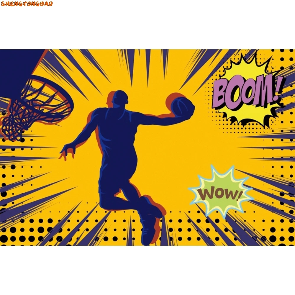 Fondo temático de baloncesto, campo deportivo de baloncesto, estadio para niños, fiesta de cumpleaños de bebés, fondo de fotografía para niños, accesorios de estudio