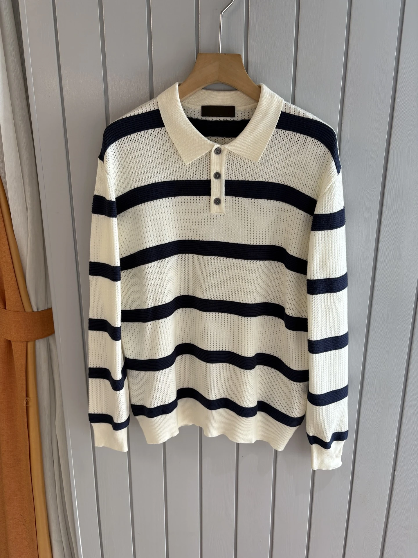 

LP Italian rhombus hollow jacquard old money wind lapel polo knitted sweater