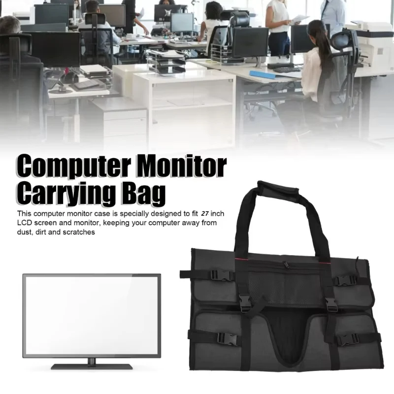 

Protective Cover For 27Inch Monitors AntiScratch Screen Travel Cover With Front Back Storage Pocket Easy to Carry Handle