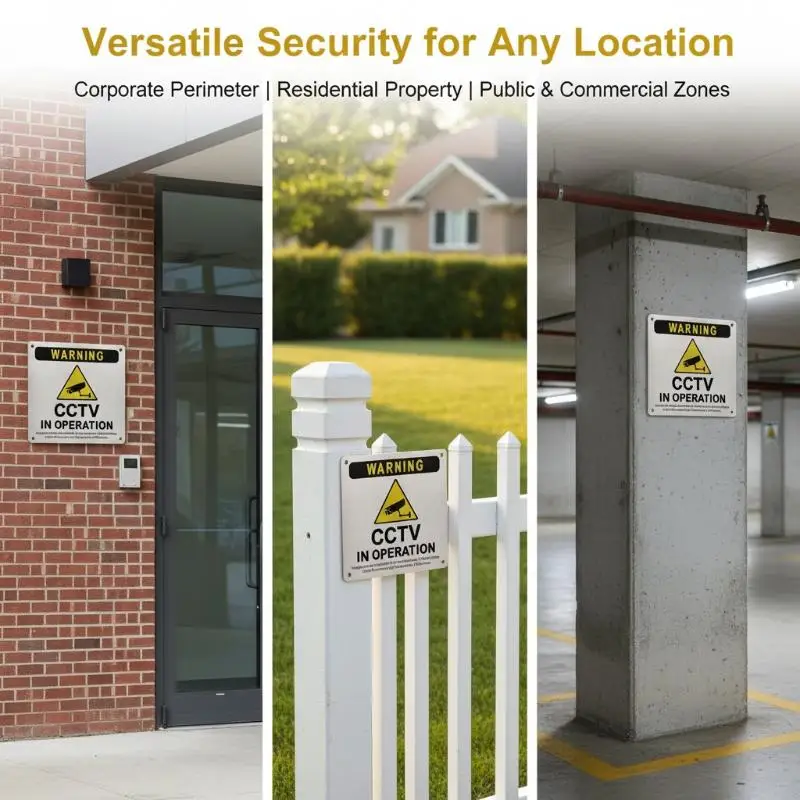 Aluminum Alloy CCTV Signage Warning Board 24 Hours Video Surveillance Metal Warning Signs Metal Surveillance Warning Signs