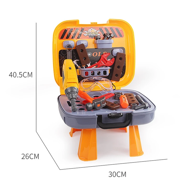 Kids Tool Bench Toy Set Toddler 4 In 1 Engineer Role-Play Suitcase Simulation Carpenter Engineer Tools Pretend Playset