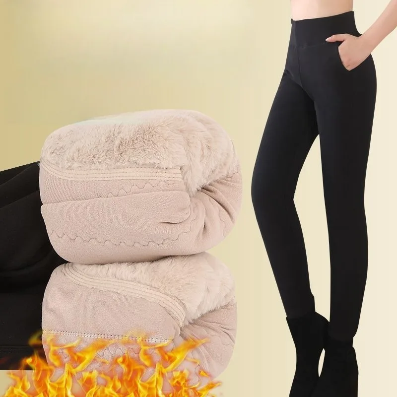 

Женские шелковые термоштаны, женские высокие талии, осенне-зимние толстые брюки, толстые длинные брюки большого размера, TT184